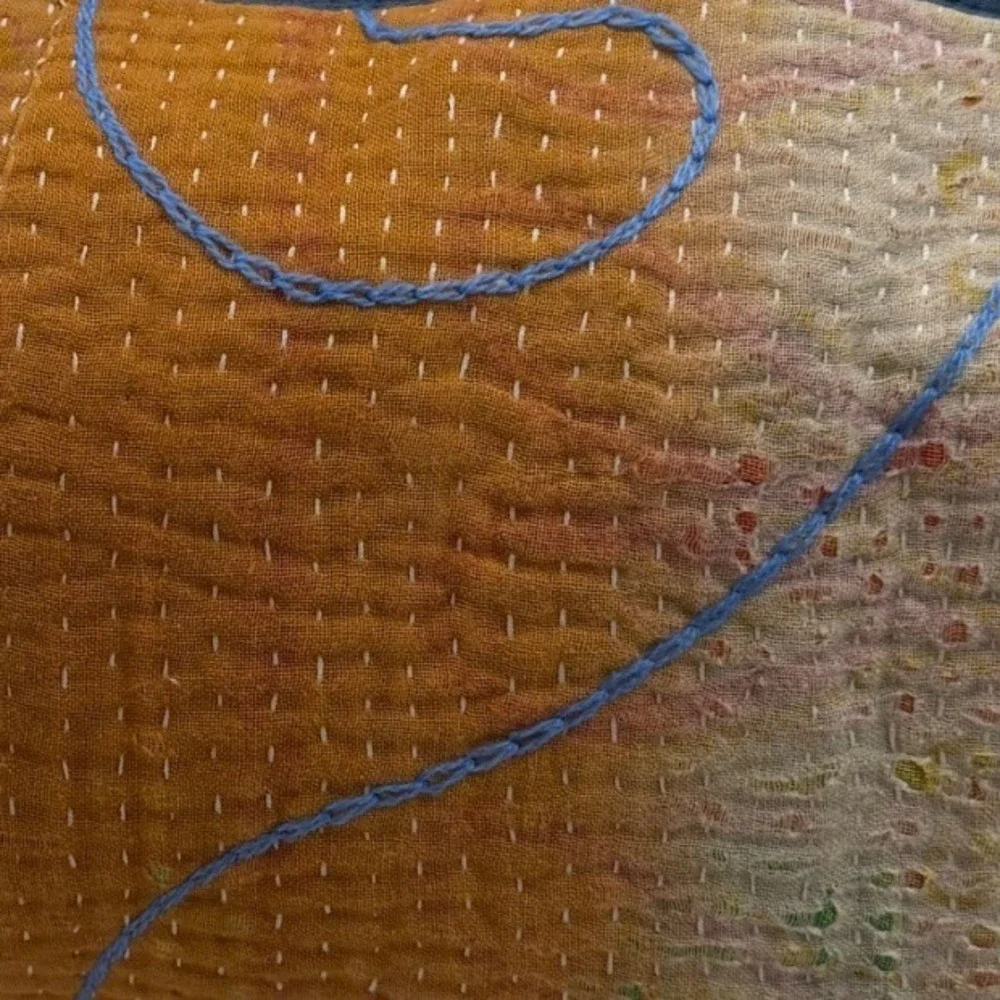 Kantha Quilted Embroidered Pouch Bag Accessories Travel Toiletry Utility Boho